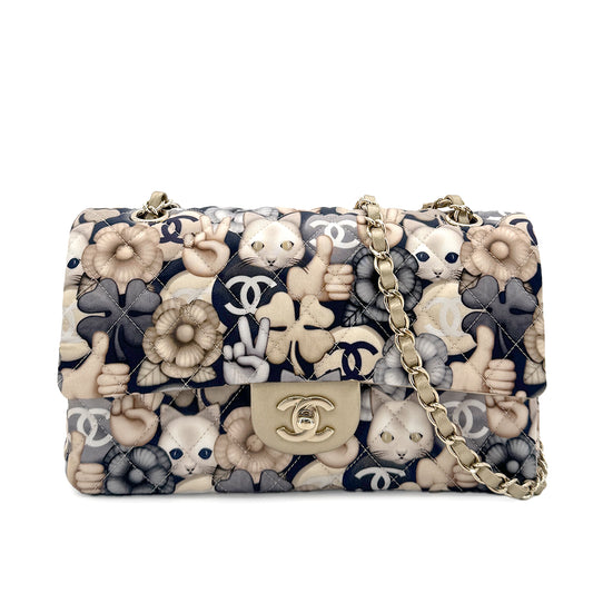 CHANEL MATELASSE CHOUPETTE CAT PRINT CHAIN SHOULDER BAG NYLON 90279596