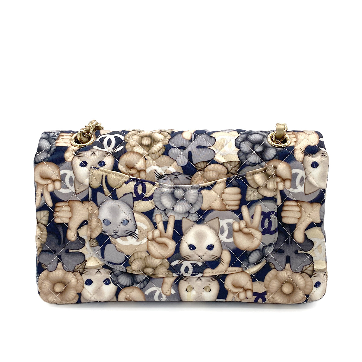CHANEL MATELASSE CHOUPETTE CAT PRINT CHAIN SHOULDER BAG NYLON 90279596