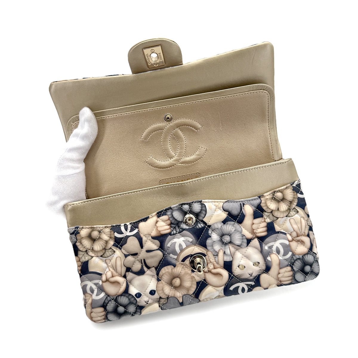 CHANEL MATELASSE CHOUPETTE CAT PRINT CHAIN SHOULDER BAG NYLON 90279596
