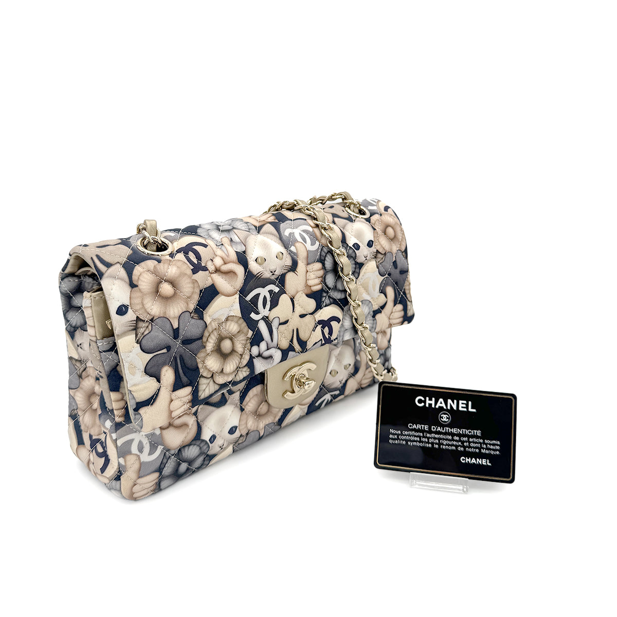 CHANEL MATELASSE CHOUPETTE CAT PRINT CHAIN SHOULDER BAG NYLON 90279596