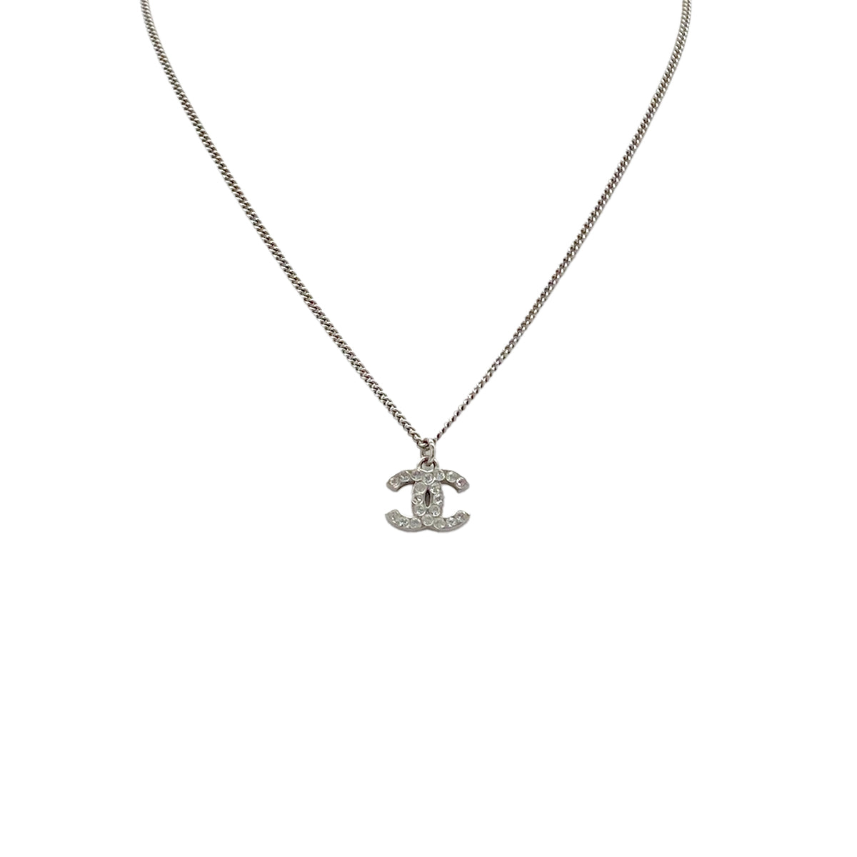 CHANEL NECKLACE COCOMARK RHINESTONE SILVER ACCESSORY F12W 90279598