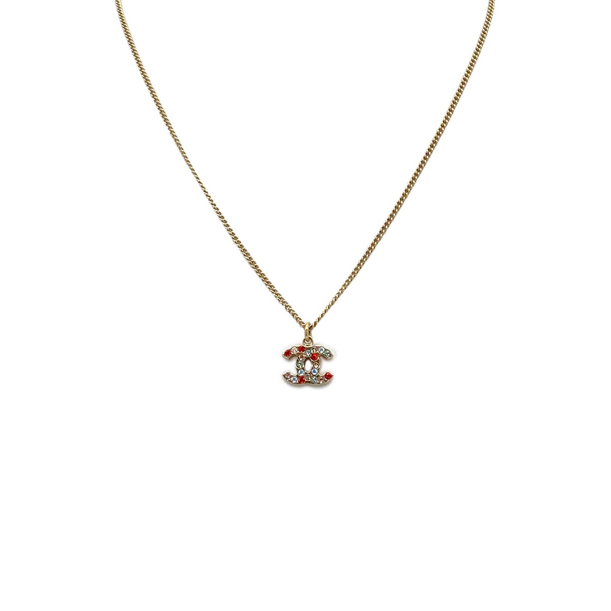 CHANEL NECKLACE COCOMARK COLOR STONE GOLD ACCESSORY 04A 90279602
