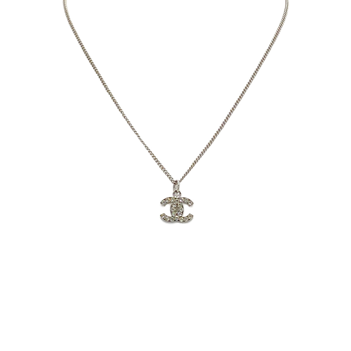 CHANEL NECKLACE COCOMARK RHINESTONE SILVER ACCESSORY B10V 90279604