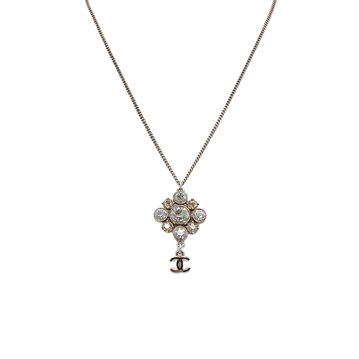 CHANEL NECKLACE COCOMARK RHINESTONE SILVER ACCESSORY 10V 90279607