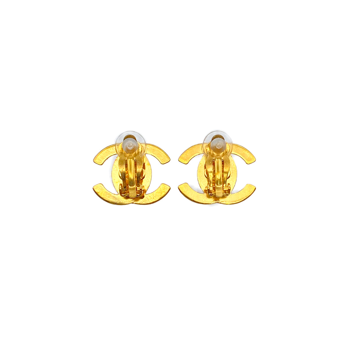 CHANEL VINTAGE EARRINGS COCOMARK RHINESTONE GOLD ACCESSORY 96A 90279609