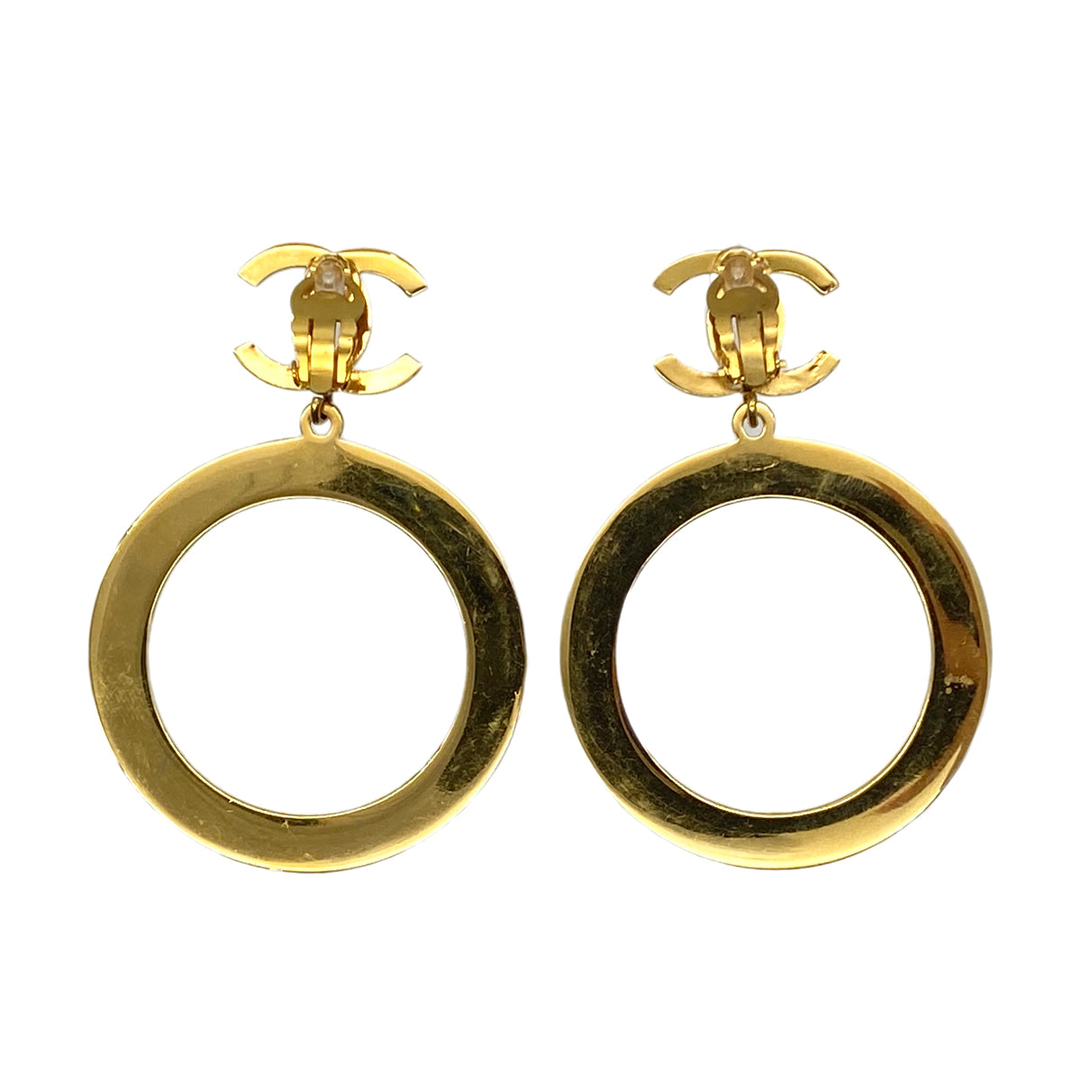 CHANEL VINTAGE EARRINGS COCOMARK HOOP GOLD ACCESSORY 90279704