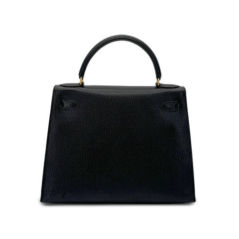 HERMES KELLY 28 SELLIER BLACK ARDENNES HAND SHOULDER BAG 〇Y GHW 90279720