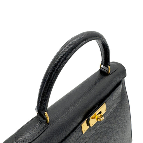HERMES KELLY 28 SELLIER BLACK ARDENNES HAND SHOULDER BAG 〇Y GHW 90279720
