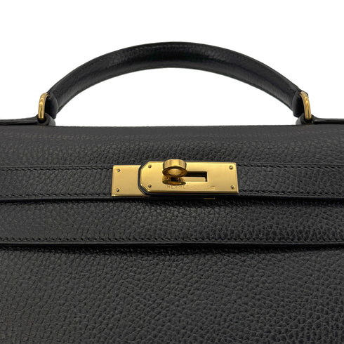 HERMES KELLY 28 SELLIER BLACK ARDENNES HAND SHOULDER BAG 〇Y GHW 90279720
