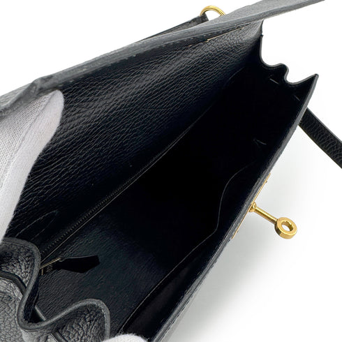 HERMES KELLY 28 SELLIER BLACK ARDENNES HAND SHOULDER BAG 〇Y GHW 90279720