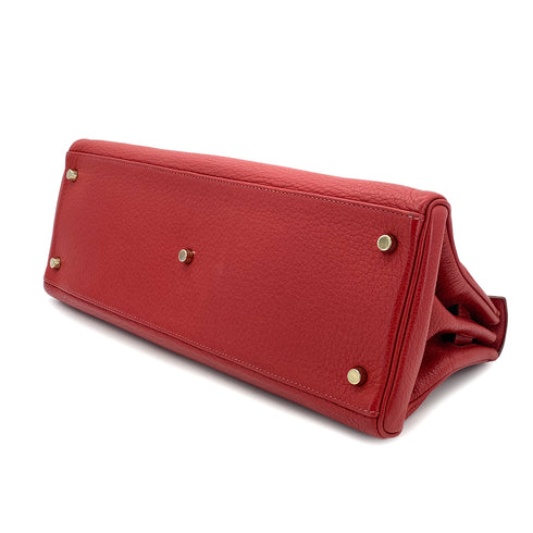 HERMES SHOULDER KELLY 42 ROUGE GARANCE TAURILLON CLEMENCE HAND SHOULDER BAG □M GHW 90279722 - PURPOSE