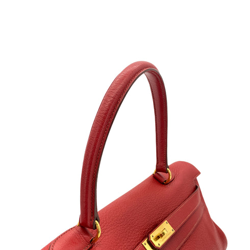 HERMES SHOULDER KELLY 42 ROUGE GARANCE TAURILLON CLEMENCE HAND SHOULDER BAG □M GHW 90279722 - PURPOSE
