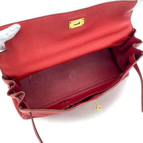 HERMES SHOULDER KELLY 42 ROUGE GARANCE TAURILLON CLEMENCE HAND SHOULDER BAG □M GHW 90279722 - PURPOSE