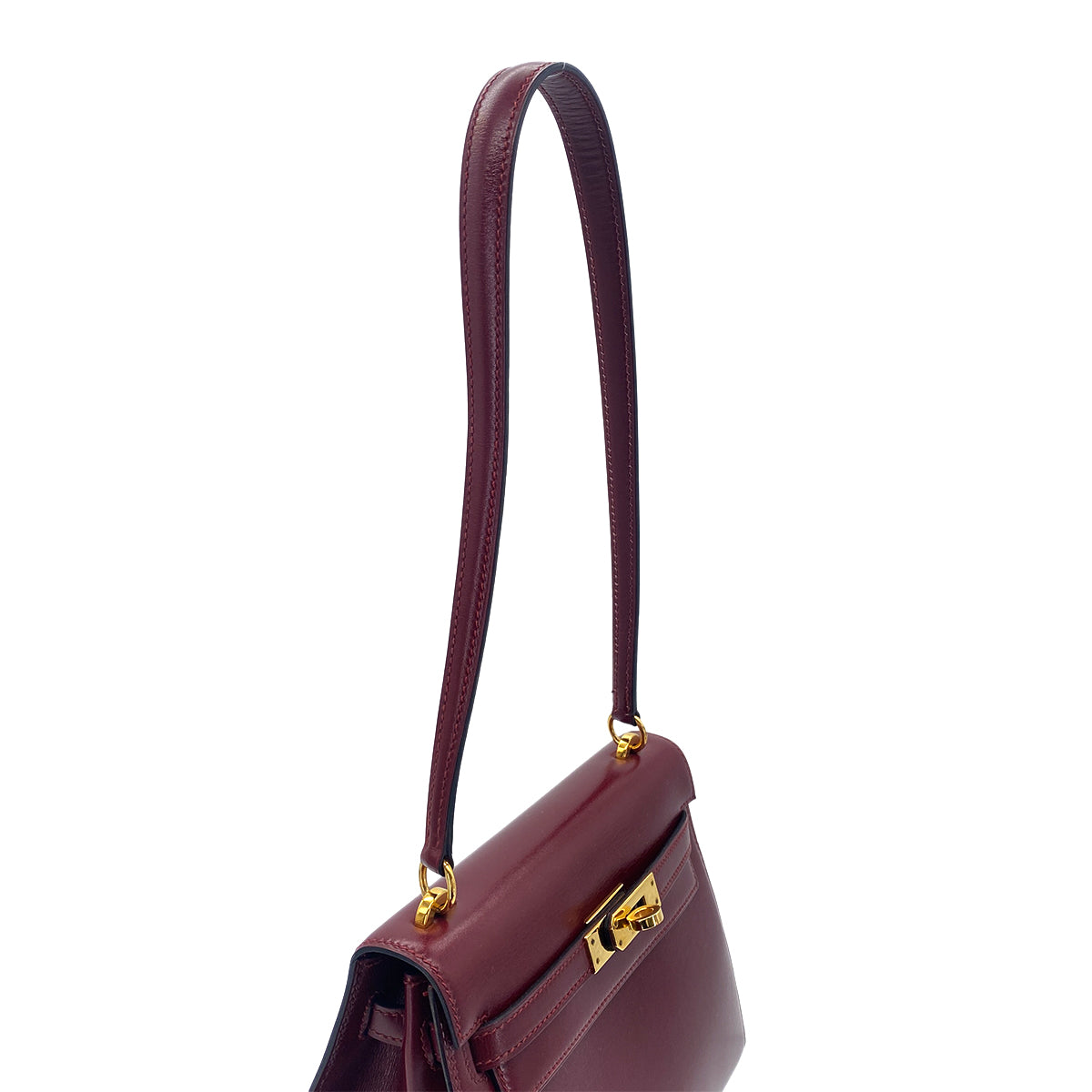 HERMES MINI KELLY 20 SELLIER ROUGE H BOXCALF SHOULDER BAG GHW 90279724