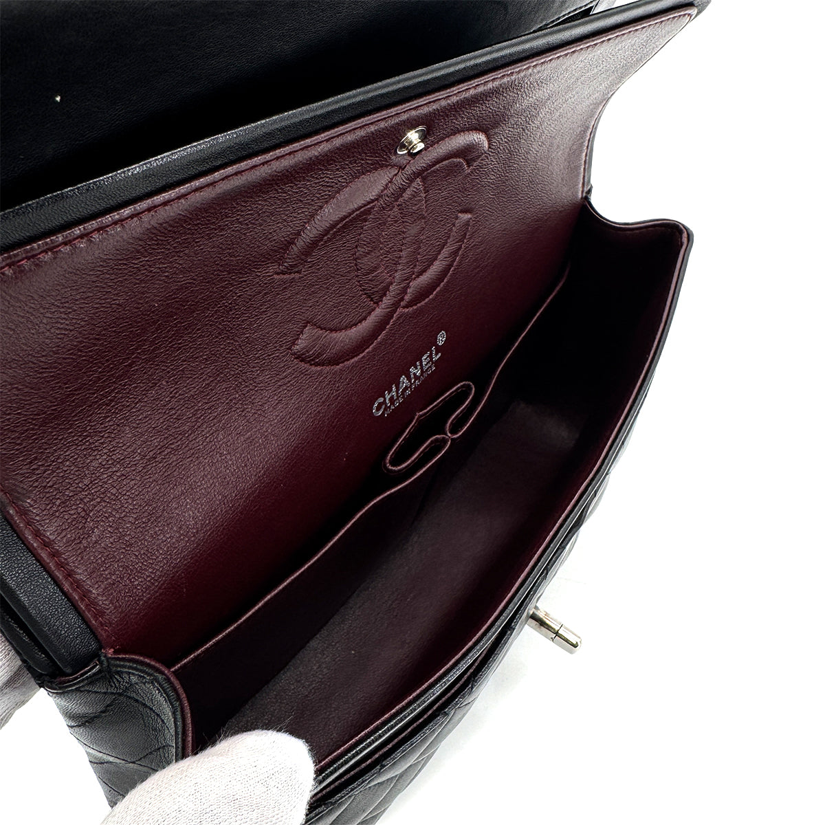 CHANEL VINTAGE CLASSIC FLAP MEDIUM CHAIN SHOULDER BAG BLACK LAMB SKIN 90279725