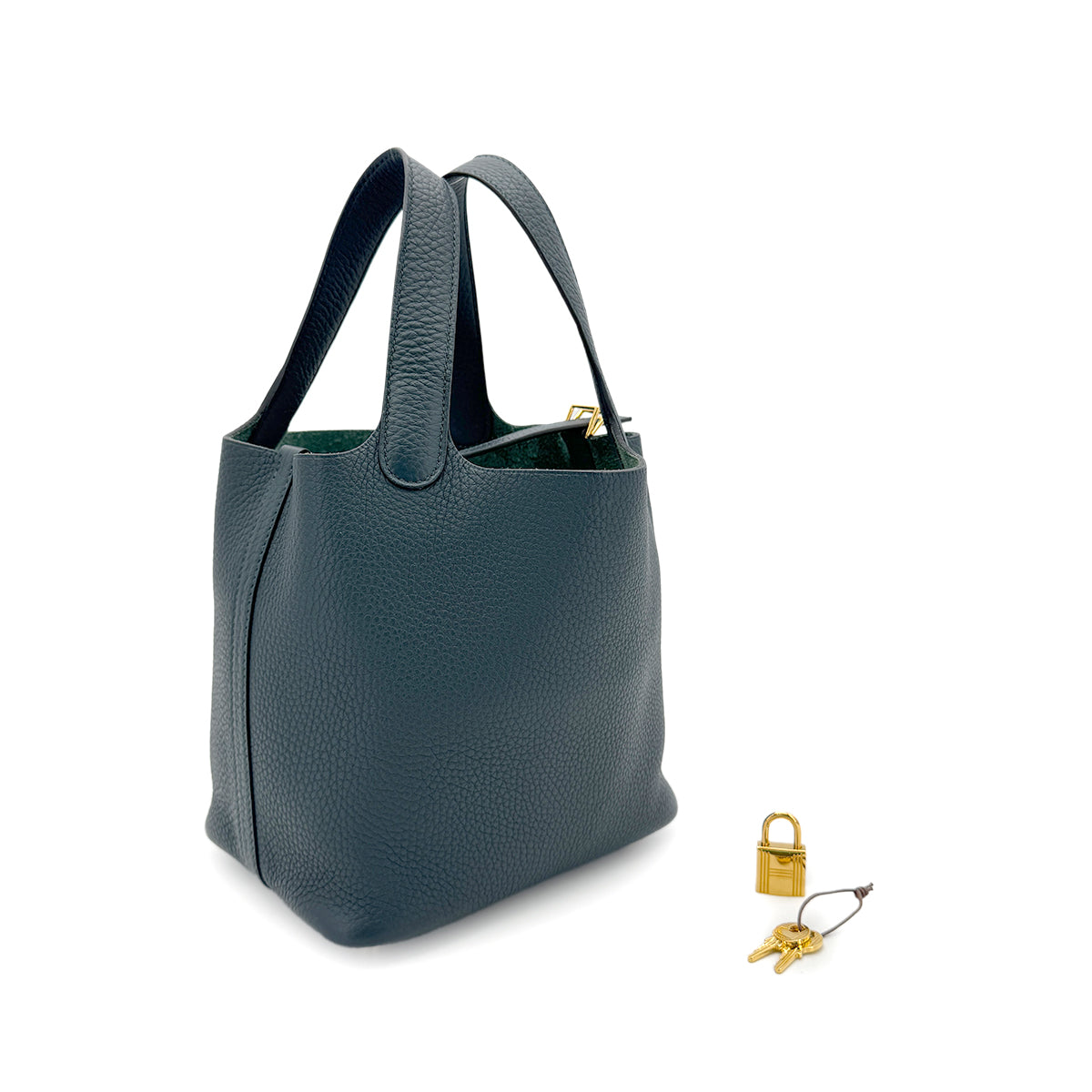 HERMES PICOTIN LOCK PM VERT CYPRES TAURILLON CLEMENCE HAND BAG U 90279727