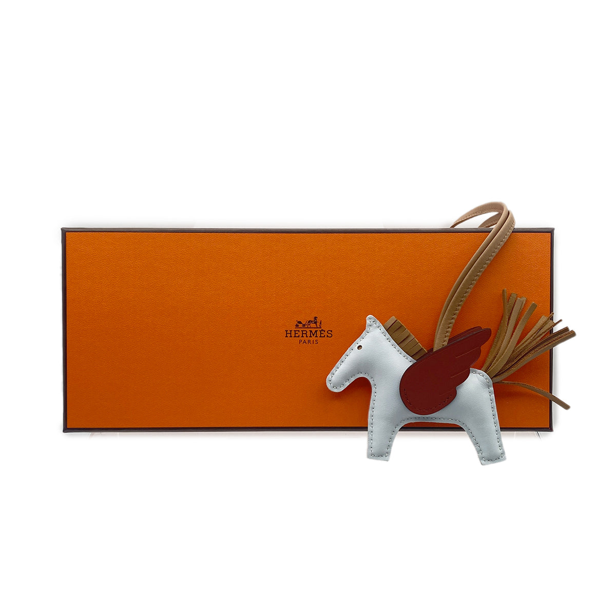 HERMES BAG CHARM RODEO PEGASUS PM BLUE BRUME CHAI CUIVRE AGNEAU MILO U 90279740