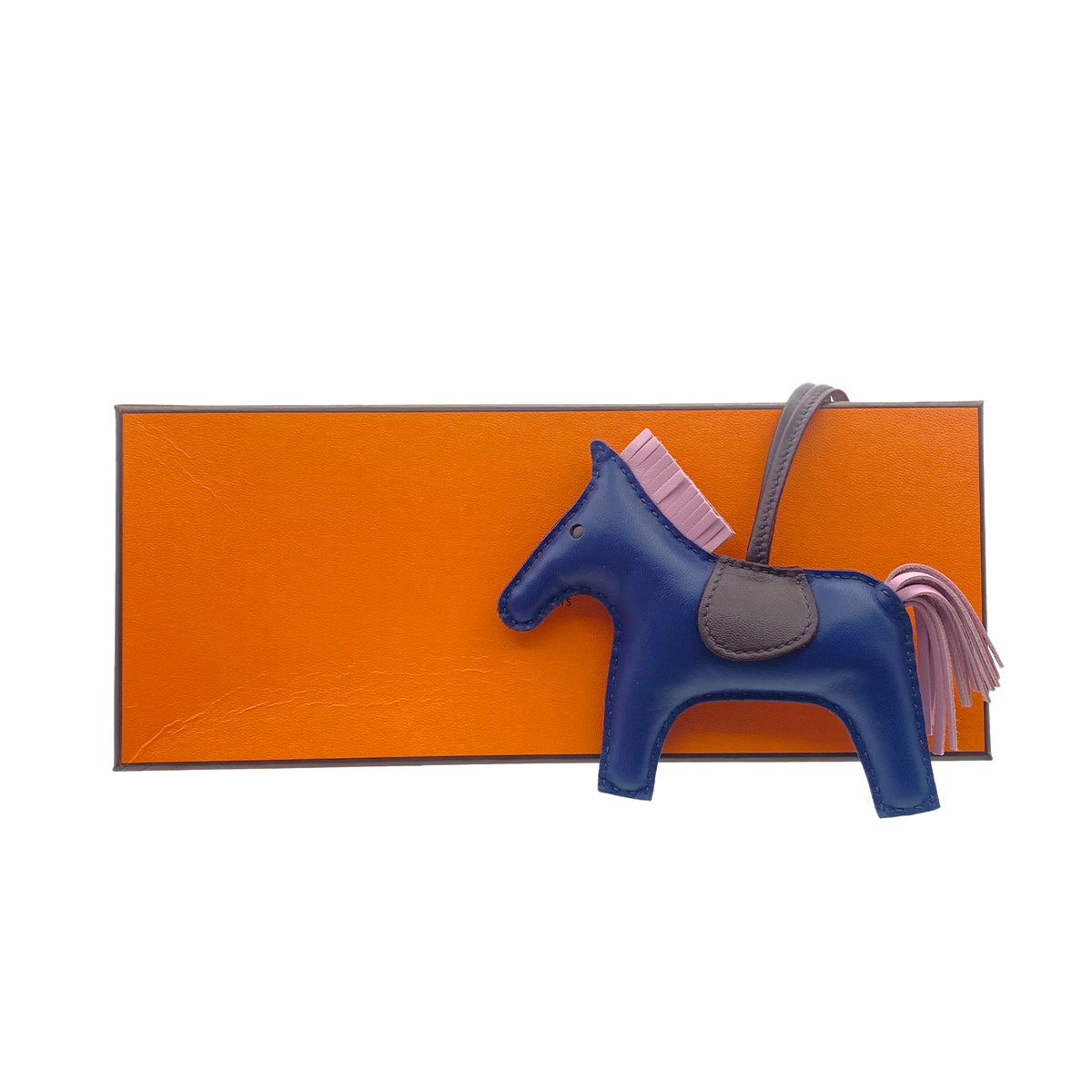 HERMES BAG CHARM RODEO MM BLEU SAPHIR MAUVE SYLVESTRE ROUGE SELLIER AGNEAU MILO U 90279743