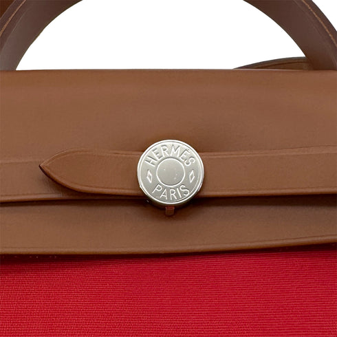 HERMES HER BAG ZIP PM 31 BOUGAINVILLIER FAUVE VACHE HUNTER TOILE OFFICIER TOTE SHOULDER BAG C 90279780