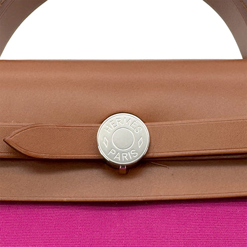 HERMES HER BAG ZIP PM 31 FAUVE MAGNOLIA VACHE HUNTER TOILE OFFICIER TOTE SHOULDER BAG Y 90279781