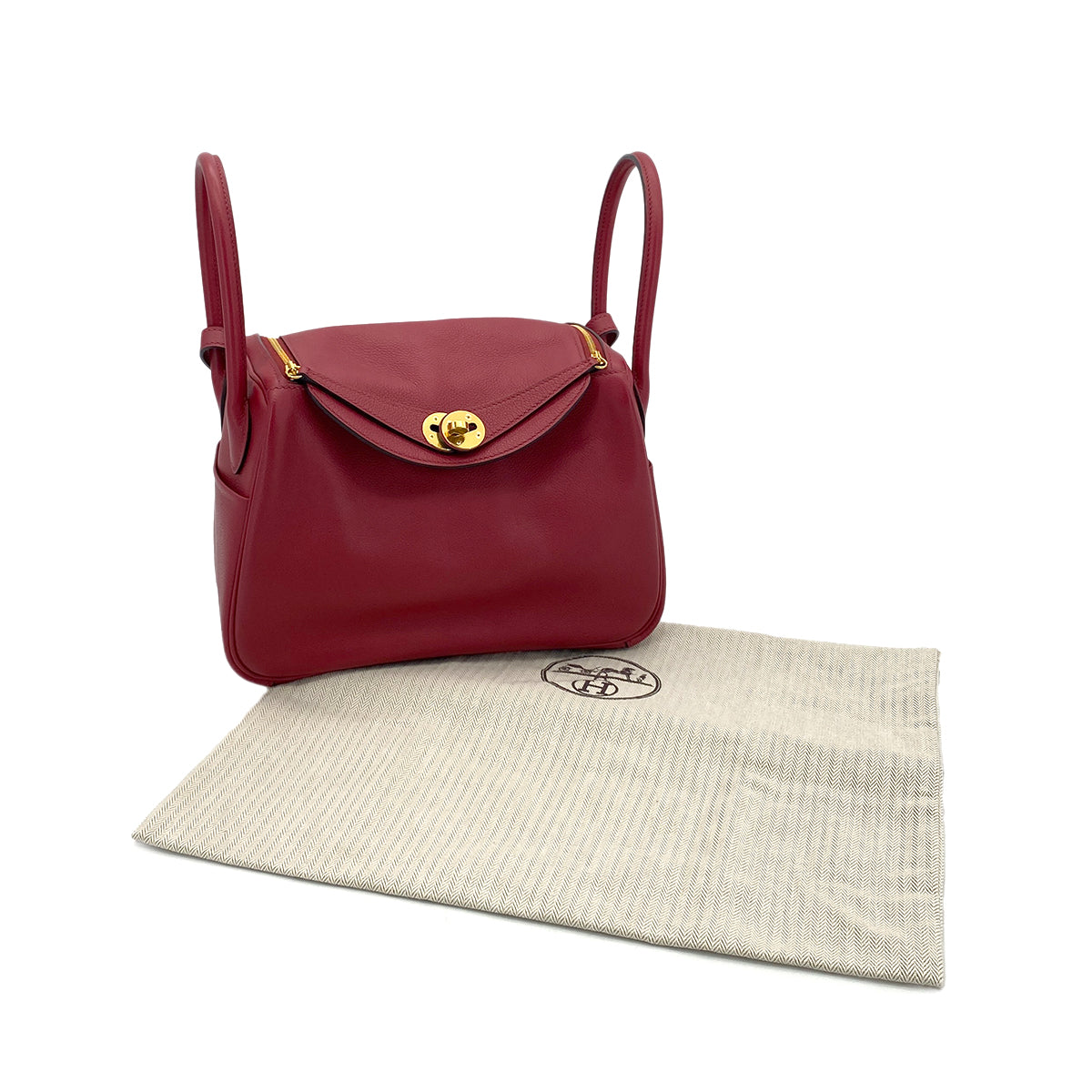 HERMES LINDY 26 ROUGE GRENADE EVERCOLOR SHOULDER BAG U GHW 90279795