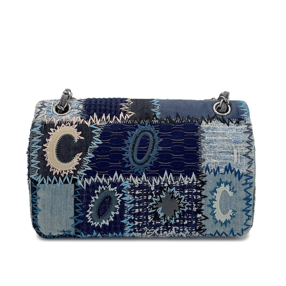 CHANEL CHAIN SHOULDER BAG PATCHWORK BLUE DENIM 90279797