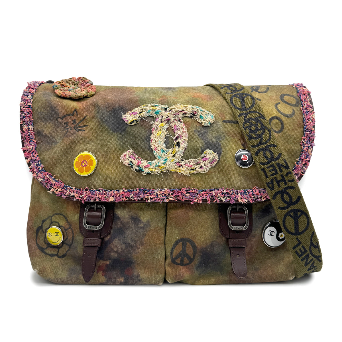 CHANEL EMBROIDERY GRAFFITI SHOULDER MESSENGER BAG MULTICOLOR CANVAS 90279799