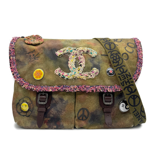 CHANEL EMBROIDERY GRAFFITI SHOULDER MESSENGER BAG MULTICOLOR CANVAS 90279799