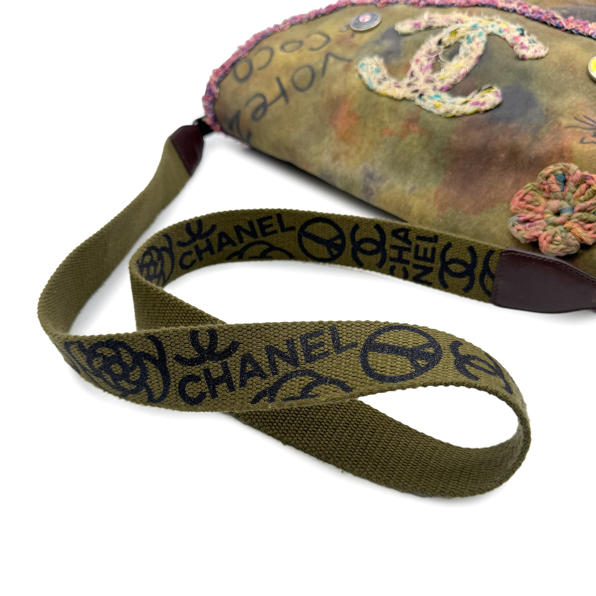CHANEL EMBROIDERY GRAFFITI SHOULDER MESSENGER BAG MULTICOLOR CANVAS 90279799