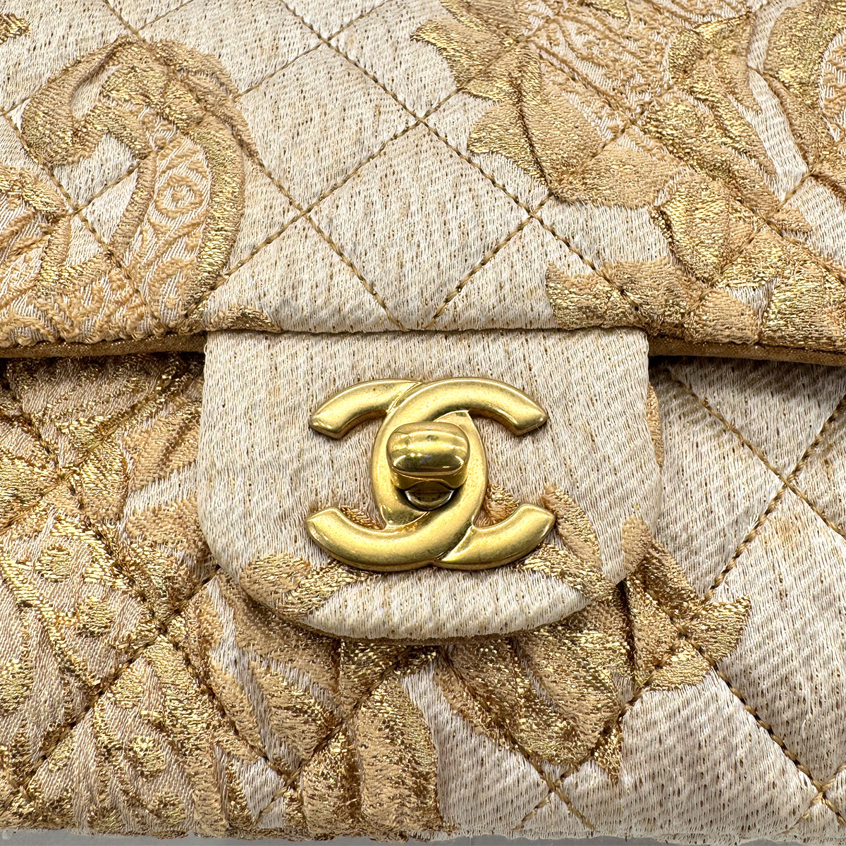 CHANEL MATELASSE CHAIN SHOULDER BAG GOLD JACQUARD 90279800