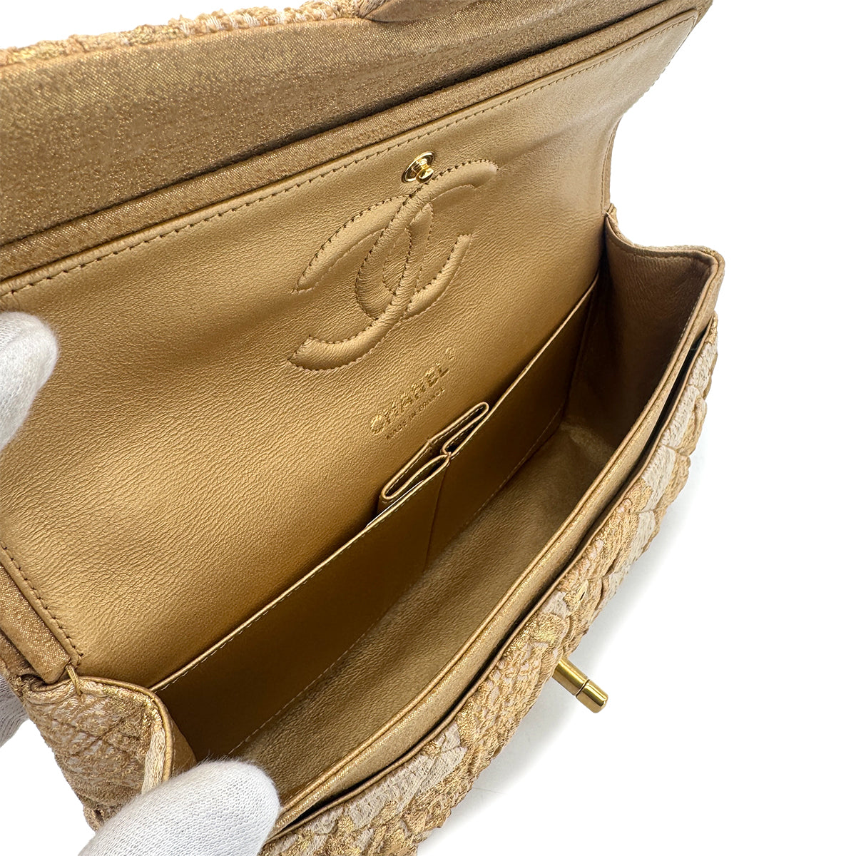 CHANEL MATELASSE CHAIN SHOULDER BAG GOLD JACQUARD 90279800