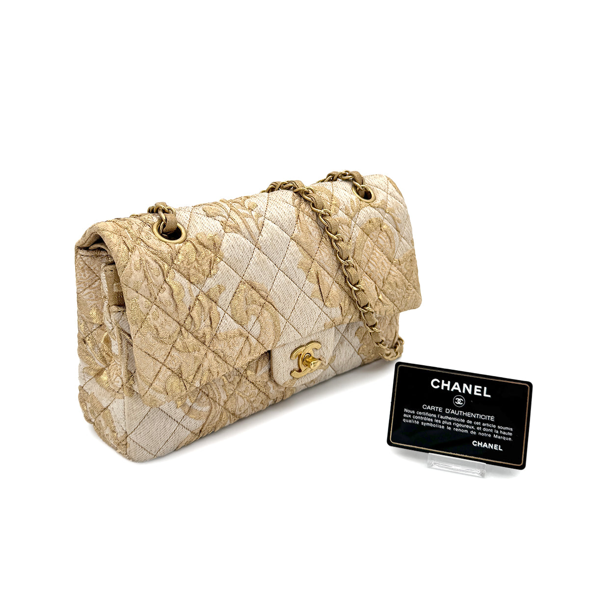 CHANEL MATELASSE CHAIN SHOULDER BAG GOLD JACQUARD 90279800