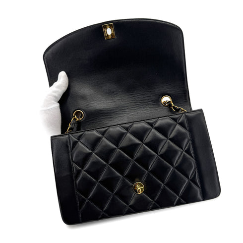 CHANEL VINTAGE DIANA MEDIUM CHAIN SHOULDER BAG BLACK LAMB SKIN 90279812 - PURPOSE