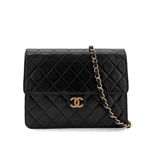 CHANEL MATELASSE CHAIN SHOULDER BAG BLACK LAMB SKIN 90279936