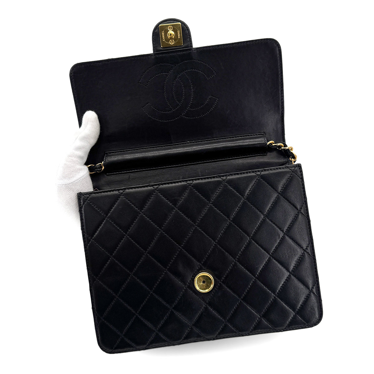 CHANEL MATELASSE CHAIN SHOULDER BAG BLACK LAMB SKIN 90279936