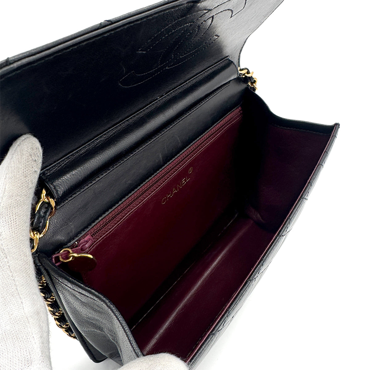 CHANEL MATELASSE CHAIN SHOULDER BAG BLACK LAMB SKIN 90279936