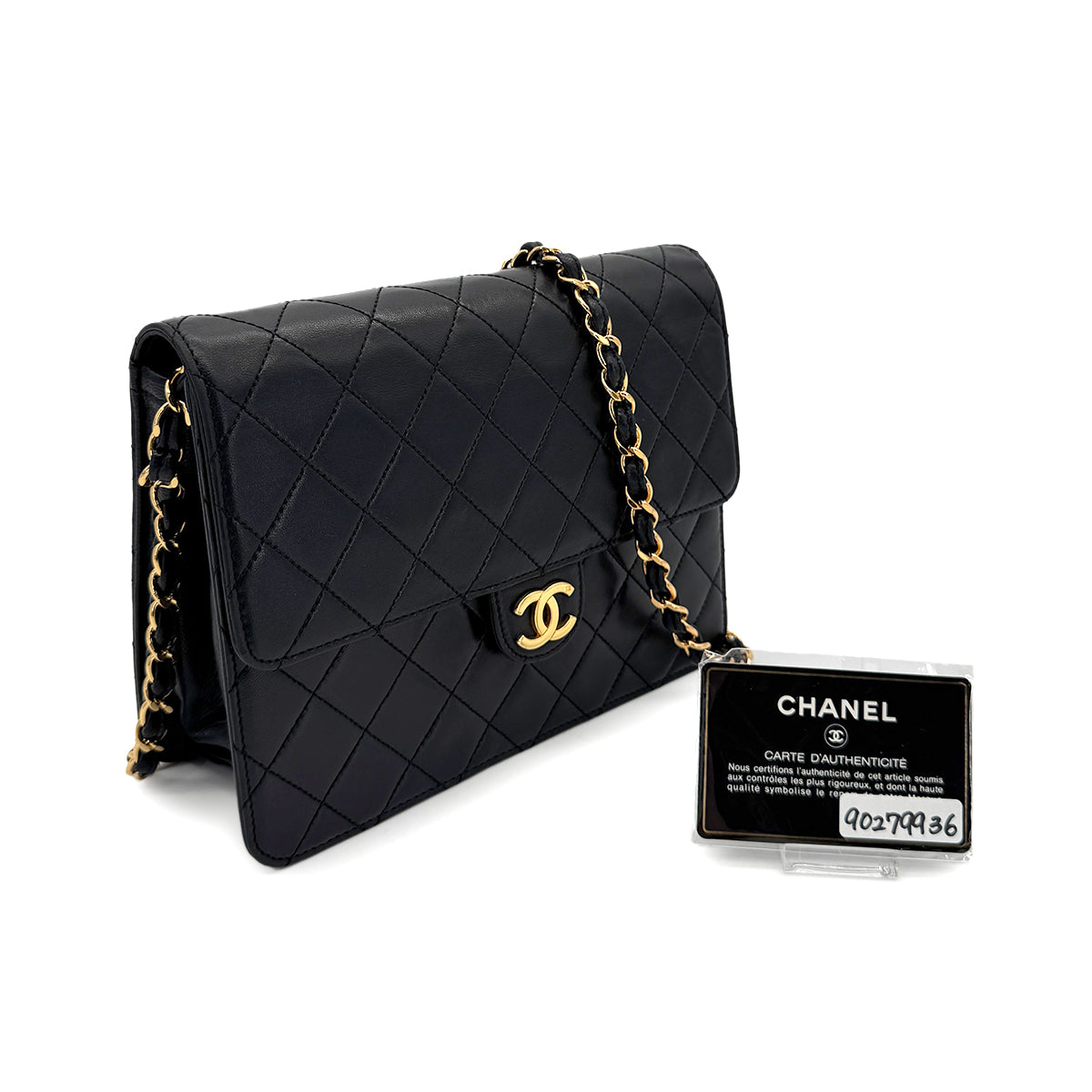 CHANEL MATELASSE CHAIN SHOULDER BAG BLACK LAMB SKIN 90279936