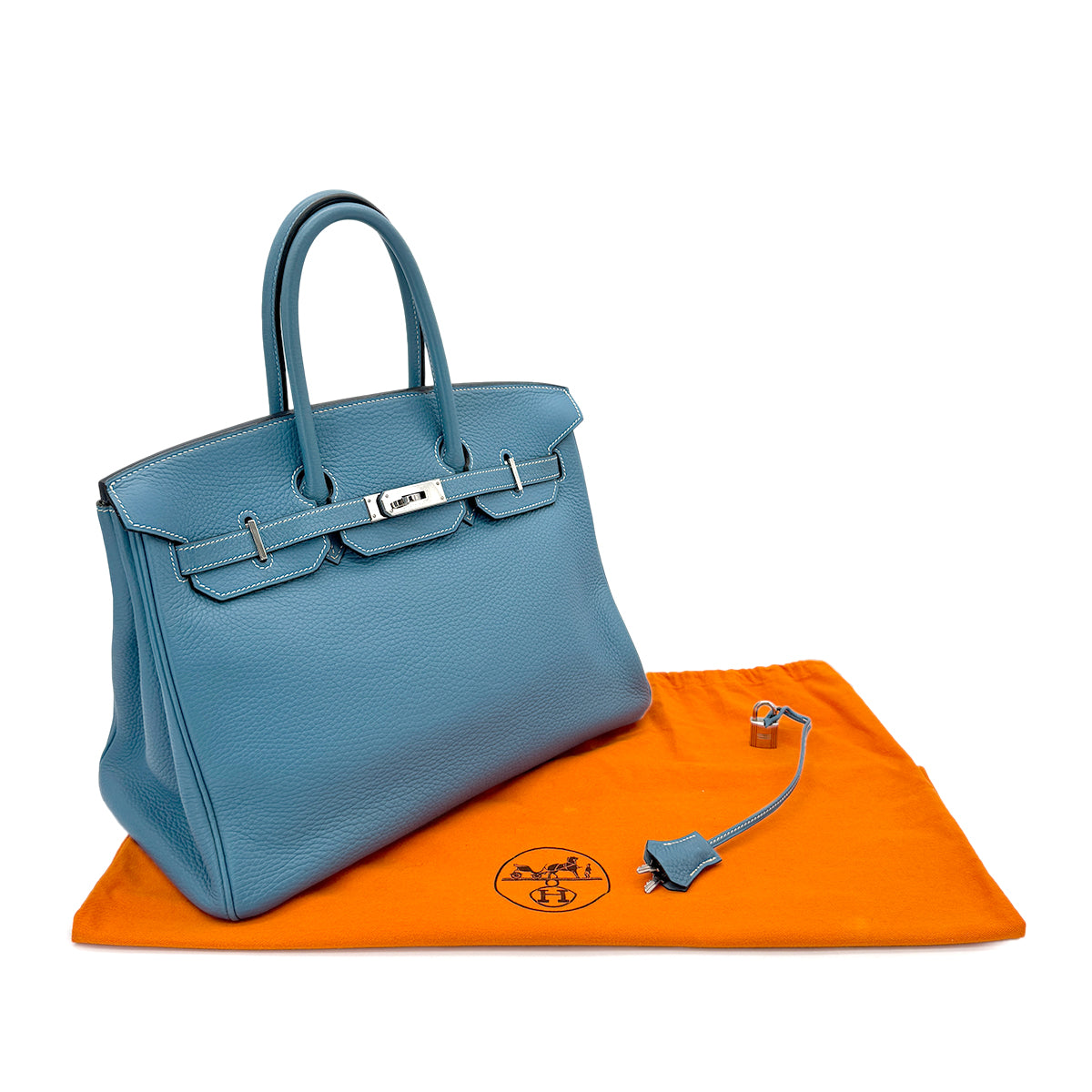 HERMES BIRKIN 35 BLUE JEAN TAURILLON CLEMENCE HAND BAG □I SHW 90279950