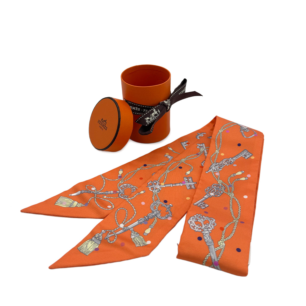 HERMES TWILLY LES CLES A POIS SCARF MULTICOLOR SILK 90279963