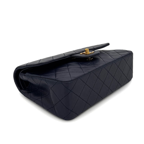 CHANEL VINTAGE CLASSIC FLAP SMALL CHAIN SHOULDER BAG NAVY LAMB SKIN 90280280 - PURPOSE