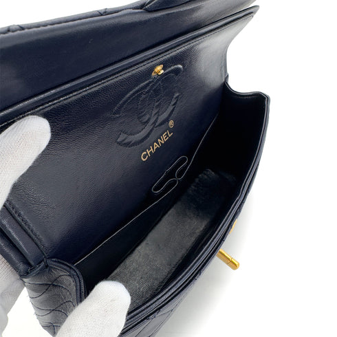 CHANEL VINTAGE CLASSIC FLAP SMALL CHAIN SHOULDER BAG NAVY LAMB SKIN 90280280 - PURPOSE