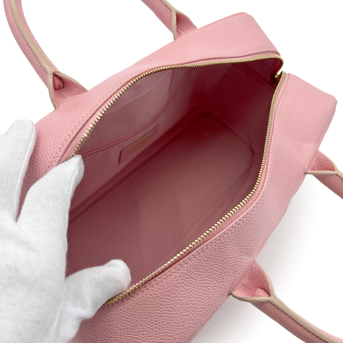 CHANEL VINTAGE MATELASSE COCOMARK BOSTON HAND BAG PINK CAVIAR SKIN 90280285