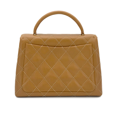 CHANEL VINTAGE WILD STITCH MATELASSE HAND BAG BROWN LEATHER 90280306 - PURPOSE