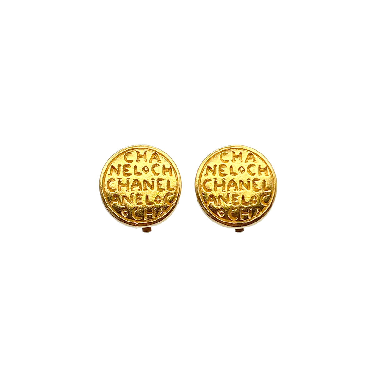 CHANEL VINTAGE EARRINGS LOGO ROUND ACCESSORY 99A 90280321