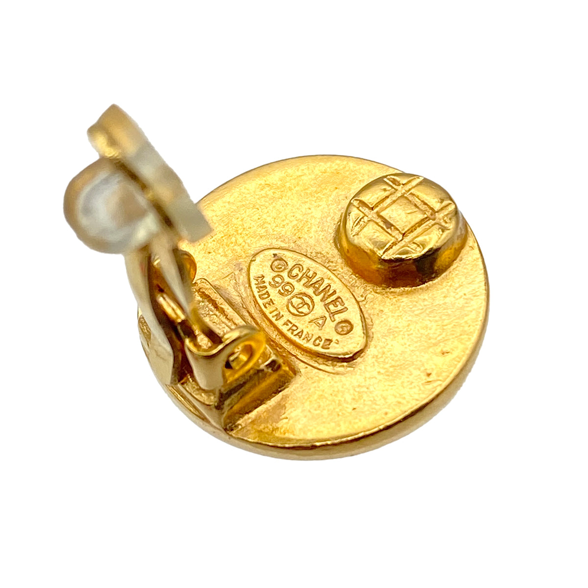 CHANEL VINTAGE EARRINGS LOGO ROUND ACCESSORY 99A 90280321