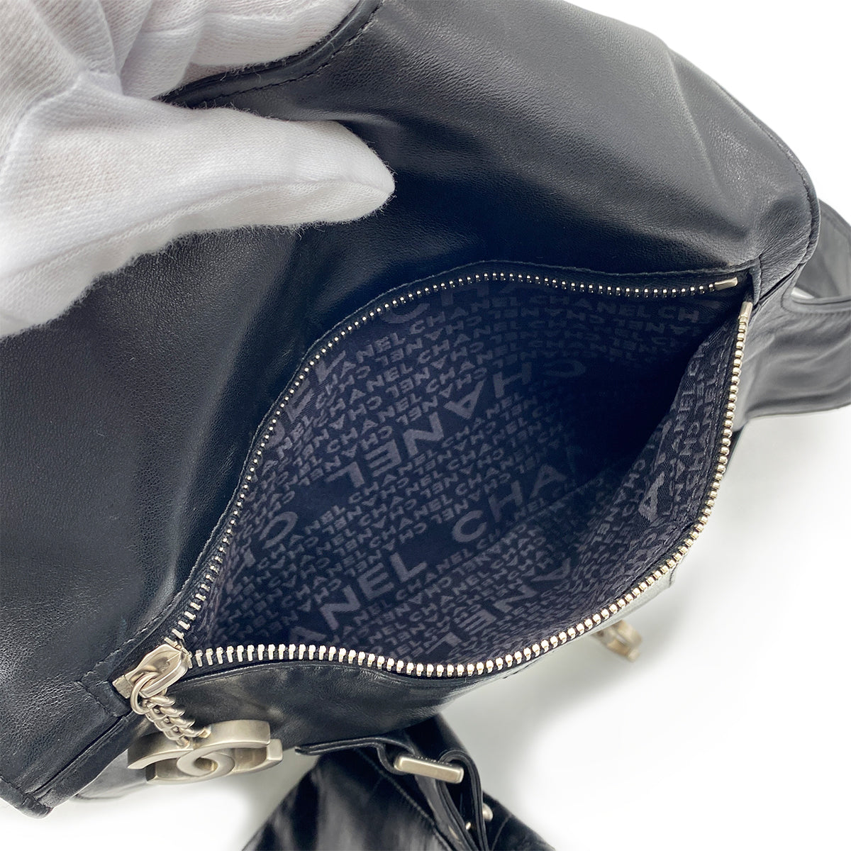 CHANEL VINTAGE COCOMARK RUNWAY FALL 2003 COLLECTION MATELASSE BODY BAG BLACK LAMB SKIN 90280496