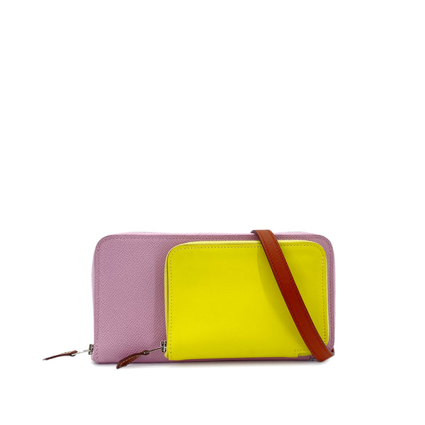HERMES NOUVEAU TO GO MAUVE SYLVESTRE LIME CUIVRE VEAU EPSOM VEAU SWIFT LONG WALLET B SHW 90280497 - PURPOSE