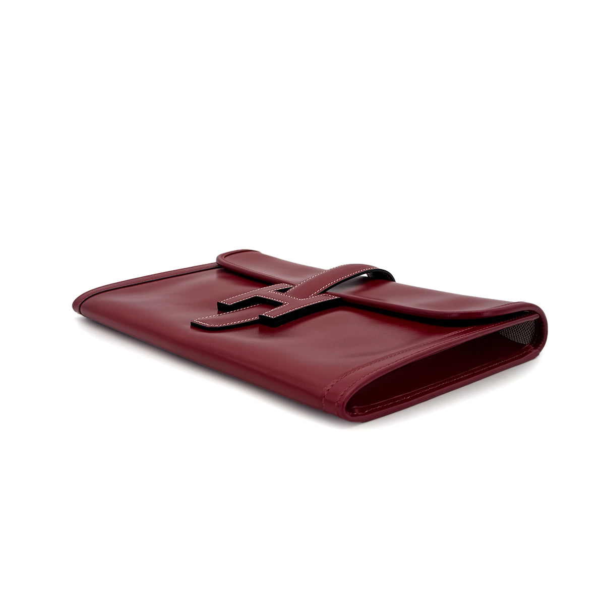 HERMES JIGE PM ROUGE VIF BOXCALF CLUTCH BAG 〇R 90280502