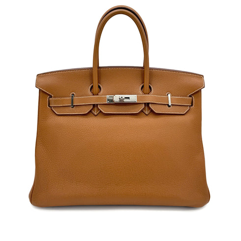 HERMES BIRKIN 35 GOLD TAURILLON CLEMENCE HAND BAG □L SHW 90280531
