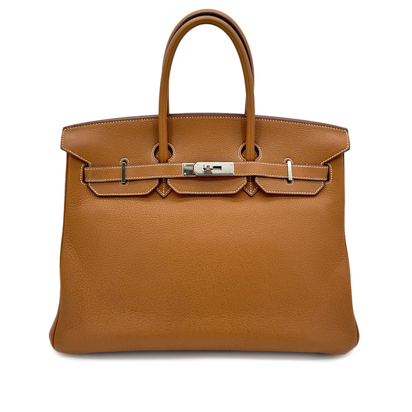 HERMES BIRKIN 35 GOLD TAURILLON CLEMENCE HAND BAG □L SHW 90280531